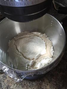 Sponge, bubbling up through the flour blanket
