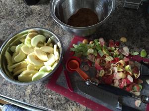 Peeling & slicing the apples