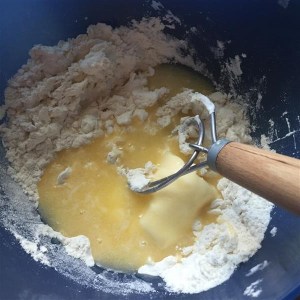 Mixing the strudel dough